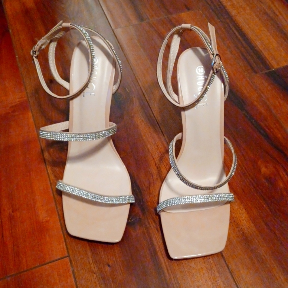 Nude bling heels